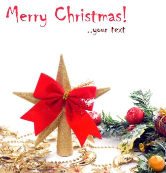 Christams decoration on white background, for poster or card