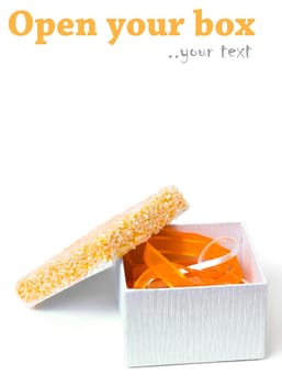 A jewelery opened box, for poster, on white background