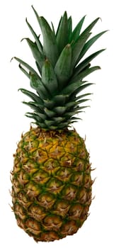 This is a closeup of a pineapple isolated on white.