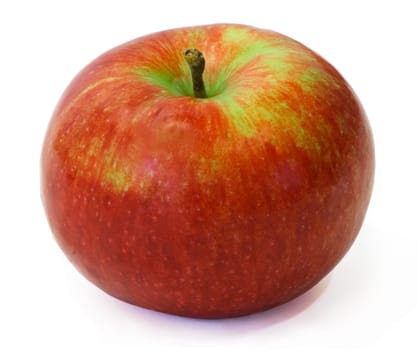 This is a close-up of an apple isolated on white.