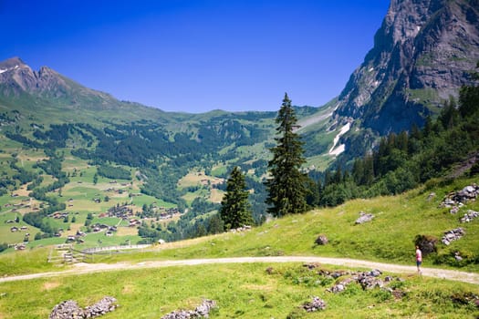 This is a hiking trail near Grindelwald in the Canton of Bern in Switzerland.