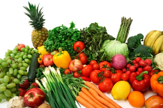 This is a close-up of vegetables and fruits.