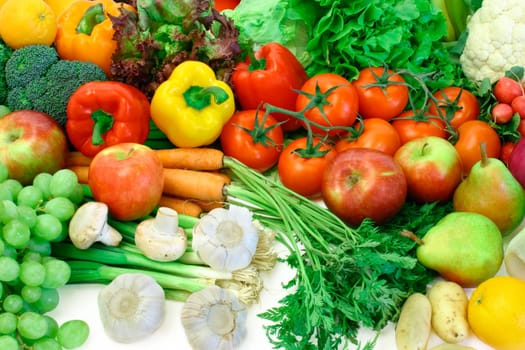This is a close-up of vegetables and fruits.