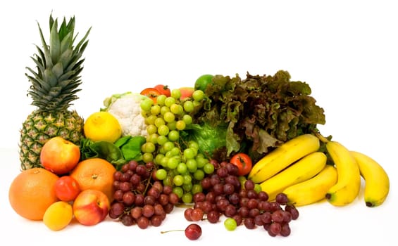 This is a close-up of vegetables and fruits.