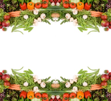 Attractive produce billboard decorated with veggies and some fruits.