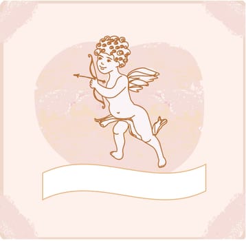happy valentine's day card with cupid