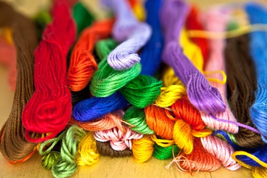 Colorful embroidery thread