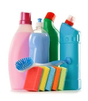 Detergent bottles isolated on white