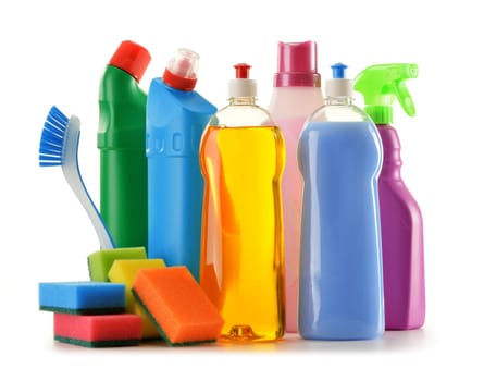 Detergent bottles isolated on white