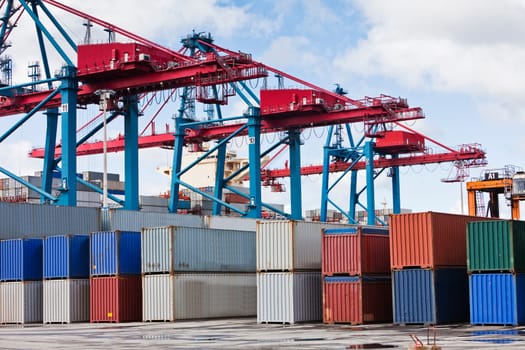 Large group of Cargo Containers at the commercial dock