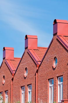 Brick Wall building towards blue sky
