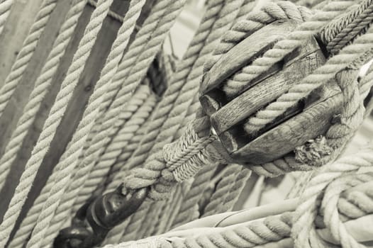 Rigging of an ancient sailing vessel
