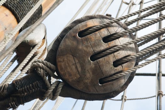 Rigging of an ancient sailing vessel
