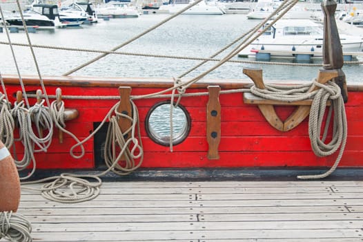 Rigging of an ancient sailing vessel