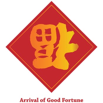 Upside Down Good Luck Chinese Word Symbolizing Arrival of Good Fortune Illustration