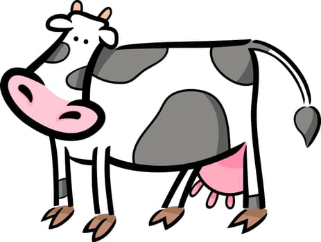 cartoon doodle illustration of cute farm cow