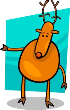cartoon doodle illustration of cute horned deer
