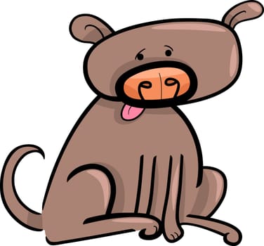 cartoon doodle illustration of funny brown dog