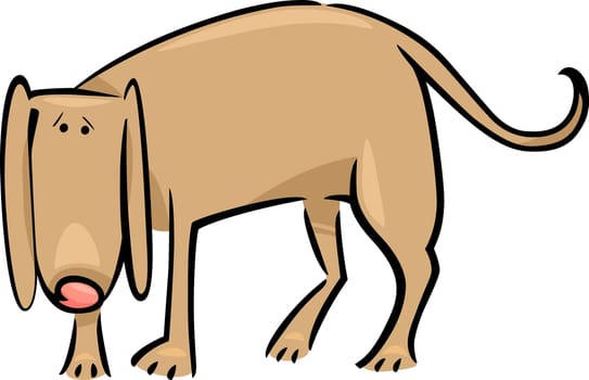 cartoon doodle illustration of cute sad dog
