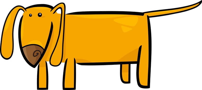 cartoon doodle illustration of funny yellow dog or puppy