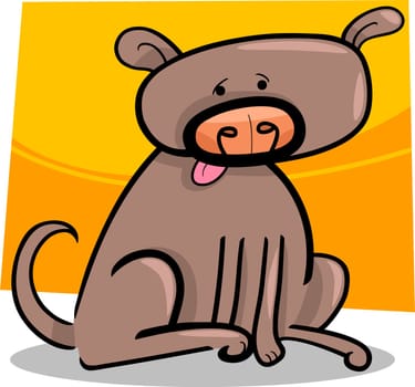 cartoon doodle illustration of funny brown dog