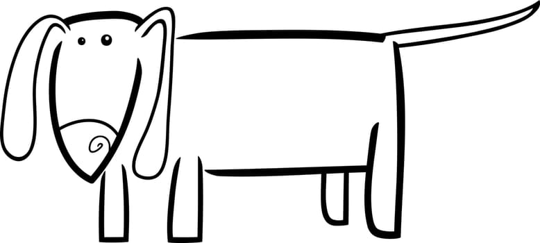cartoon doodle illustration of dog or puppy for coloring book
