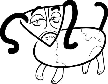 cartoon doodle illustration of dog or puppy for coloring book