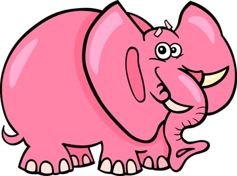 Cartoon Humorous Illustration of Cute Pink Elephant