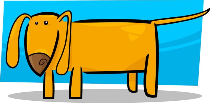 cartoon doodle illustration of funny yellow dog or puppy