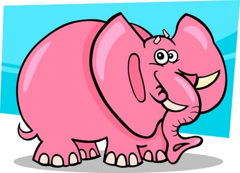 Cartoon Humorous Illustration of Cute Pink Elephant