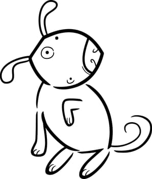 cartoon doodle illustration of dog or puppy for coloring book