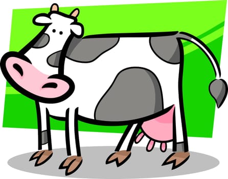 cartoon doodle illustration of cute farm cow