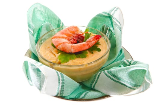 cream of shrimp on a white background