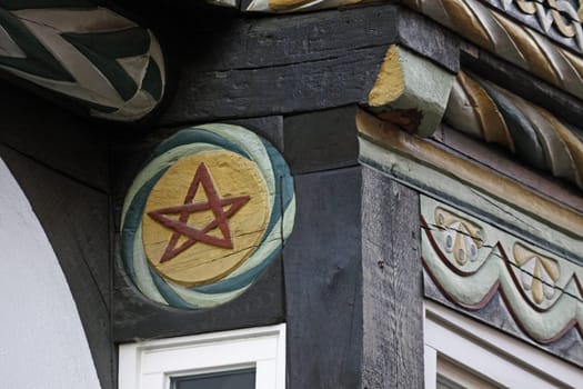 Star on a half-timbered house in Hamelin