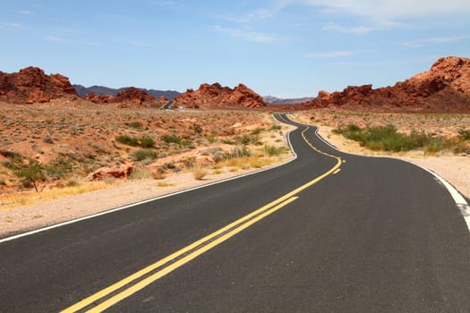 Road through Valley of Fire State Park, Nevada, USA