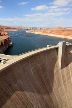 Glen Canyon Dam in Lake Powell at Page, Arizona. USA