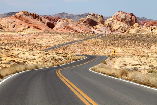 Road through Valley of Fire State Park, Nevada, USA