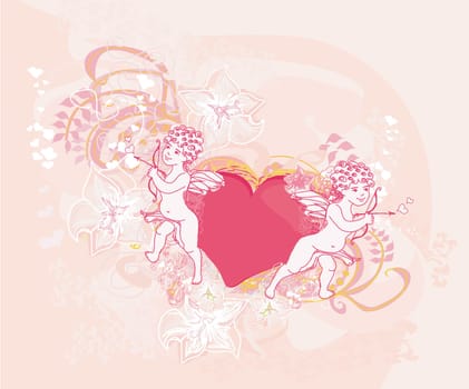 happy valentine's day card with cupid