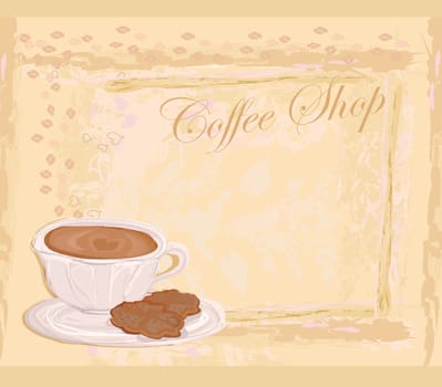Cup of coffee with abstract design elements