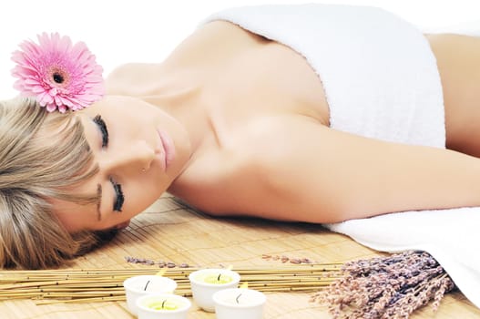 young beautiful woman  spa and beauty  treatment isolated on white
