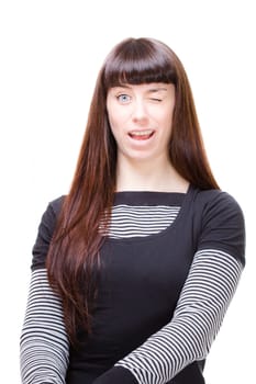 a beautiful young woman performing facial expression