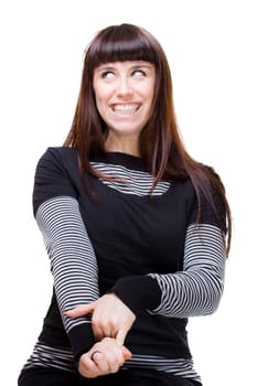 a beautiful young woman performing facial expression