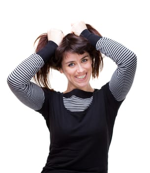 a beautiful young woman performing facial expression