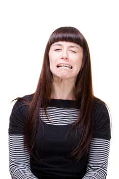 a beautiful young woman performing facial expression