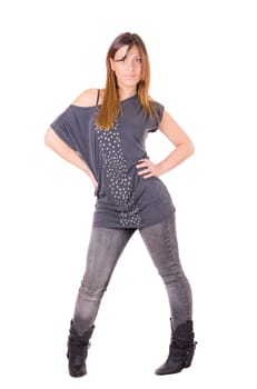 isolated young woman posing on a white background