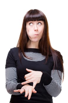 a beautiful young woman performing facial expression