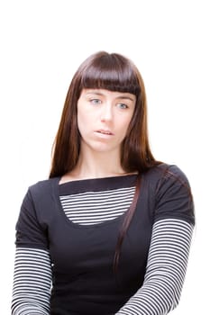 a beautiful young woman performing facial expression