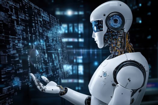 A sleek white medical robot designed to assist doctors in advanced healthcare environments, showcasing innovation and precision in patient care technologies.