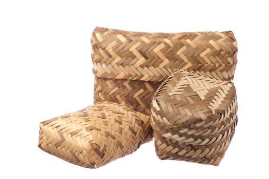 basket  in a natural fibers woven  on a white background