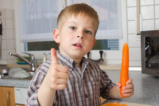 Child peeling carrots